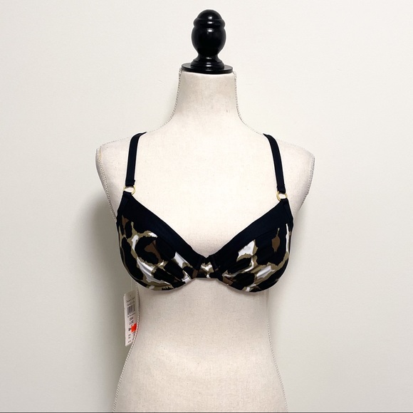 Swim Systems Animal Print Convertible Straps Underwire Push Up Bikini Top Small - Picture 1 of 12